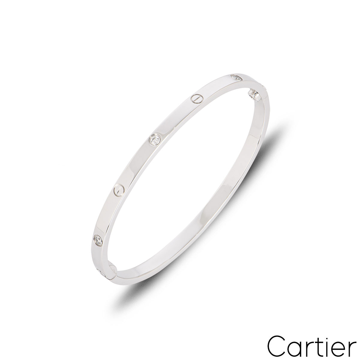 Cartier White Gold 6 Diamond SM Love Bracelet Size 16 B6047716